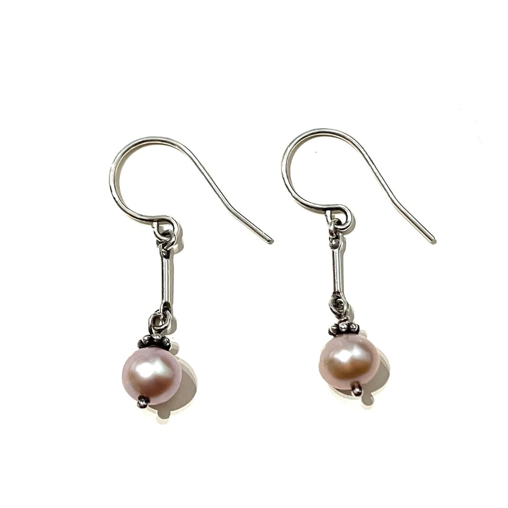 Sterling Silver Pink Pearl Dainty Earrings
